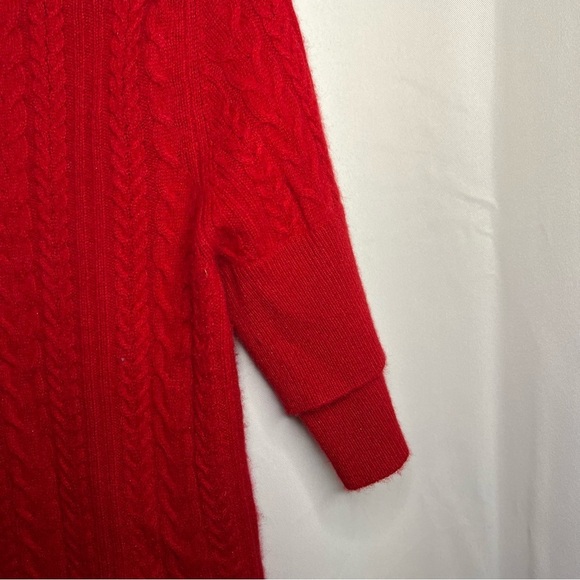 Vertical Design Red 100% Cashmere Cardigan Sweater Size Medium With Buttons - Picture 8 of 15